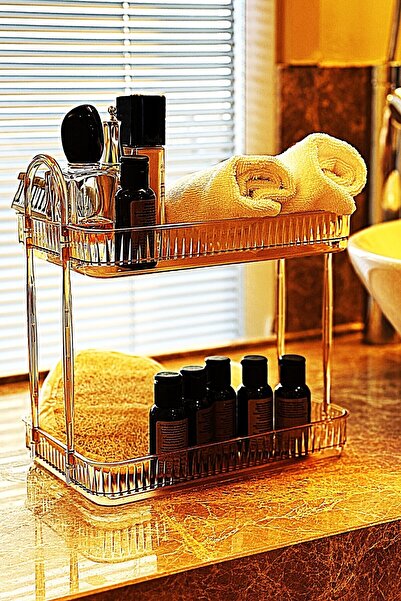 UNIQUE ME 2 Tier Bathroom Organizer Organizer Bathroom Shelf Amber