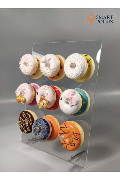 SMARTPOINTS Reusable Acrylic Donut Wall Display Stand On Table Crystal Clear Handmade Donut Holder for Baby Show
