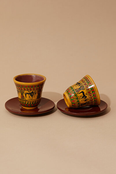 İLKCET MODA Rapido Ethnic Patterned Double Cup Set