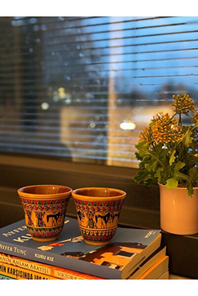 İLKCET MODA Rapido Ethnic Patterned Double Cup Set