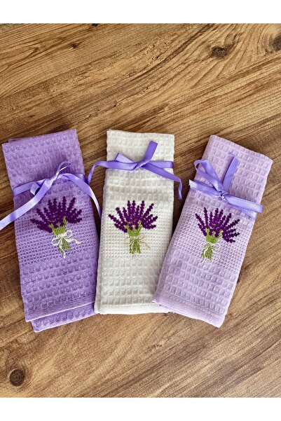 KOZATEX Ycn Lavanta Nakışlı 3’lü Peçete-mutfak Havlusu Kurulama Bezi 40x60 Cm