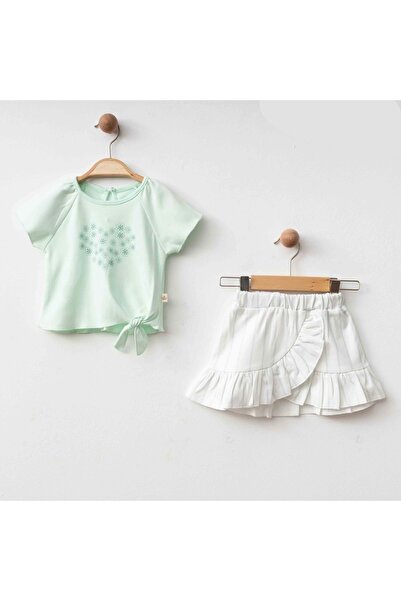 ESLENZA Striped Skirt Bluz Suit Mint Green