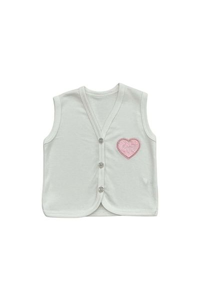 Babexi Embroidered Heart Vest Ecru