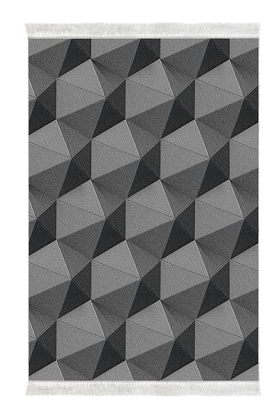Alanur Home Αντιολισθητική βάση Djt Σετ τουαλέτας Star Cotton Fringe Geometric E5010 Grey