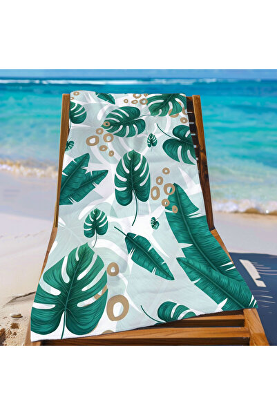 Piloji منشفة شاطئ منقوشة بأوراق الشجر - منشفة بحر مطبوعة 75 × 150 سم - منشفة ...