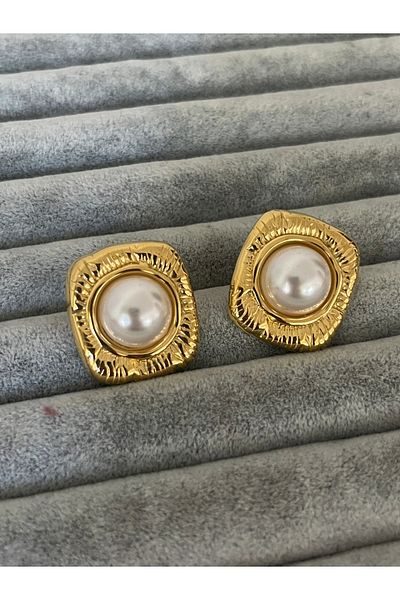 Hoop jewelery Steel Pearl Vintage Model Earrings