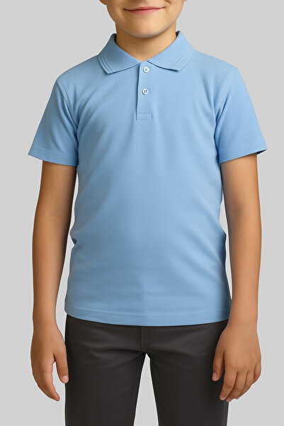 FATELLA UNISEX COCUK POLO YAKA KISA KOL BEBE MAVİSİ OKUL TİŞÖRT