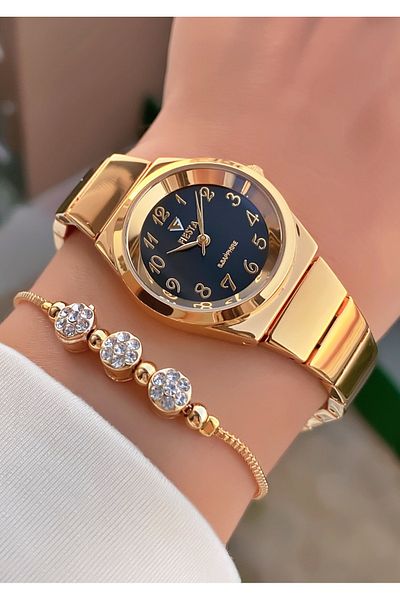 Fiesta Gold Yellow Steel Cord Bridal, Engagement, Wedding Small Case Wrist Watch - Bracelet