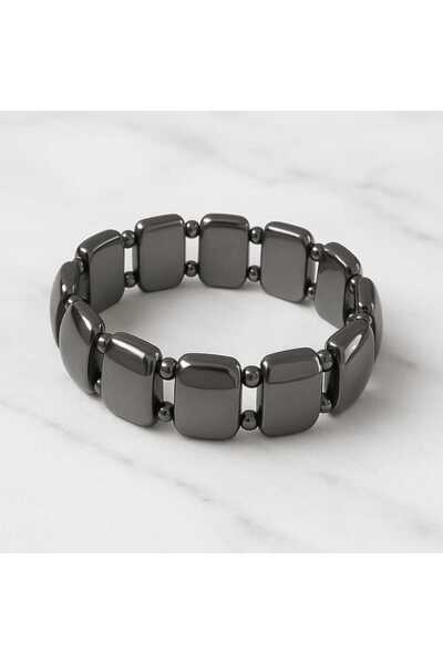 Alsade Hematit Taşı Statik Enerji Denge Özel Kesim Geniş Bileklik