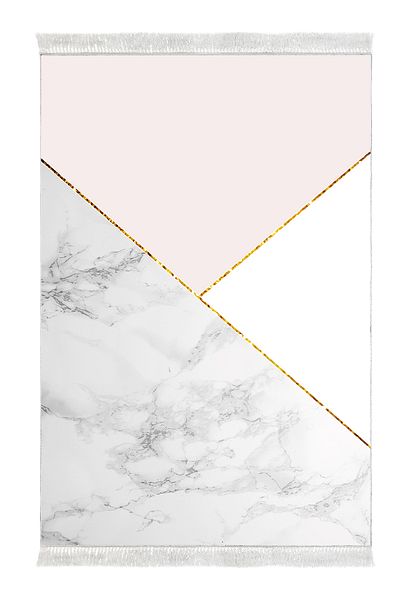 Alanur Home Αντιολισθητική βάση Djt Σετ τουαλέτας Trend Fringed Geometric E5008 Λευκό