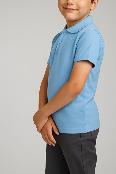 FATELLA UNISEX COCUK POLO YAKA KISA KOL BEBE MAVİSİ OKUL TİŞÖRT