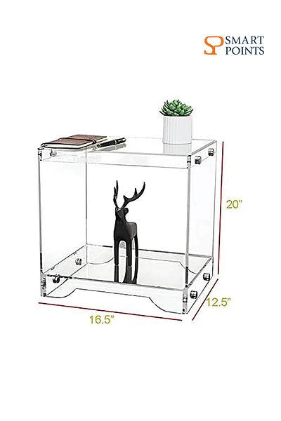SMARTPOINTS Modern Design Clear Acrylic Home Decor Display Nightstand/Decorative End Table/Bedside T