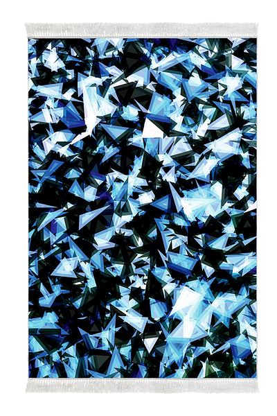 Alanur Home Αντιολισθητική βάση Djt Σετ τουαλέτας Star Cotton Fringe Geometric E5012 Blue