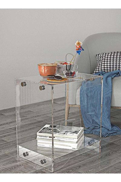 SMARTPOINTS Modern Design Clear Acrylic Home Decor Display Nightstand/Decorative End Table/Bedside T