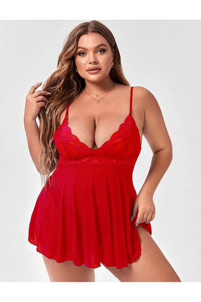 Fantazicity Burgundy Plus Size Fancy Nightgown