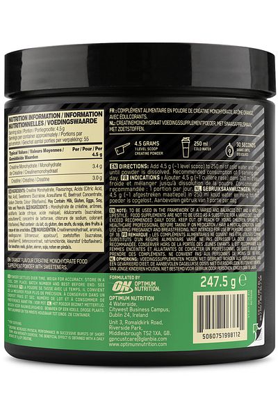 Optimum Nutrition Creatine Monohydrate Micronised (247.5g) Fruit Punch