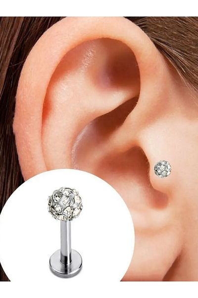 simagift Stainless Tarnish Free Surgical Steel Zircon Stone Cartilage Lip Nose Tragus Piercing