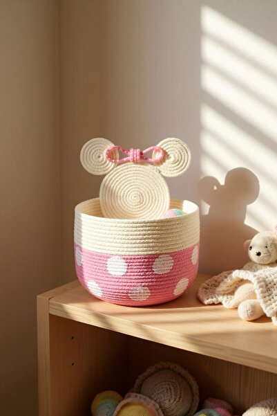 Zuviel Deco Handmade 25x20 Minnie Pembe Oyuncak Sepeti,düzenleyici,çok Amaçlı...