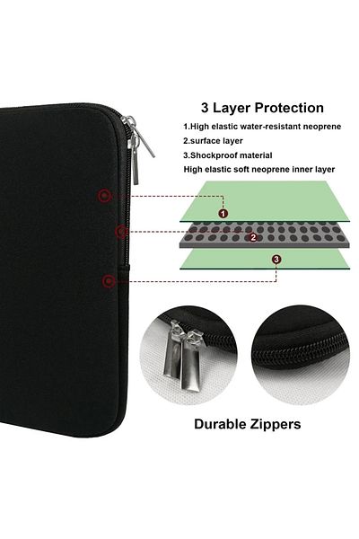 Bogadini Soft Laptop Bag, Grey Neoprene Laptop Sleeve, 28–39 Cm