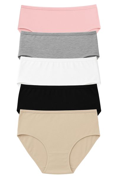 Fivora Plus Size Women's Cotton High Waist Panties Pack of 5