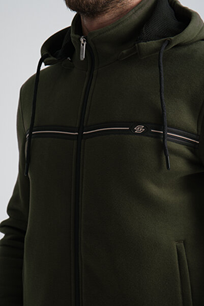 Shooter Ανδρικό Σετ Χακί Χειμερινή Φόρμα Ροζ Τριών Κλωστών με κουκούλα κανονική εφαρμογή