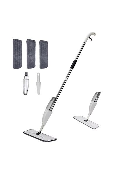 Bogadini Microfiber Flat Mop With Magic Handle And Sprayer – 3 Cloths Included
