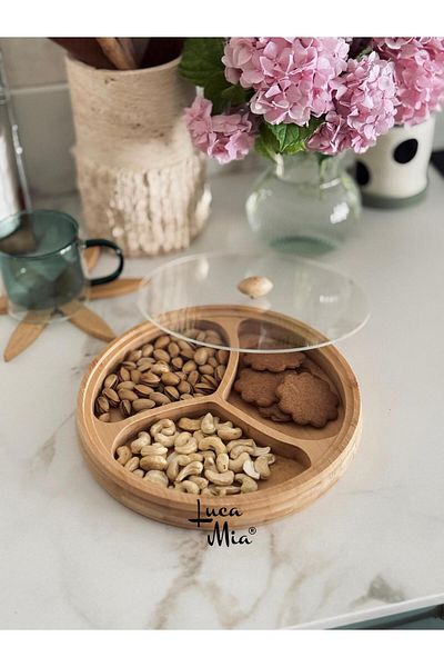 Luca Mia Bamboo Compartmented Snack Bowl with Lid 24 cm