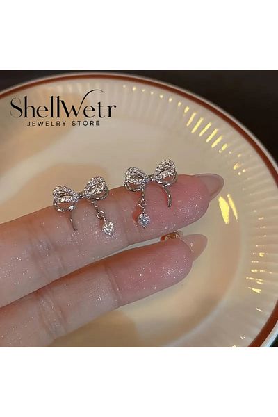 ilkadimbuklet Bow Earrings Shell Wet