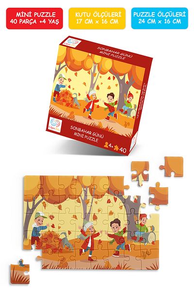 Çılgın Zeka Autumn Day Mini Puzzle 40 Pieces 3-7 Years Old Children's Puzzle Jigsaw Puzzle