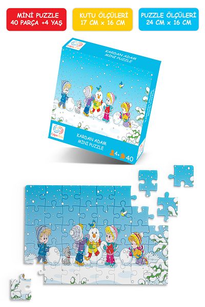 Çılgın Zeka Snowman Mini Puzzle 40 Pieces 3-7 Years Old Children's Puzzle Jigsaw Puzzle
