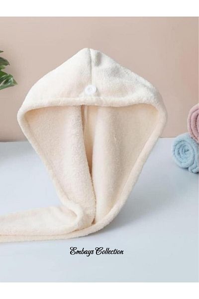 embays collection Button Elastic Hair Towel, Hair Cap, Makeup Cap, Facial Care Towel, Hair Drying after Bath
