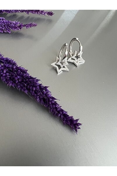 Zeta Jewel 925 Ayar Gümüş Çift Yıldızlı Küpe-zarif Ve Işıltılı Tasarım