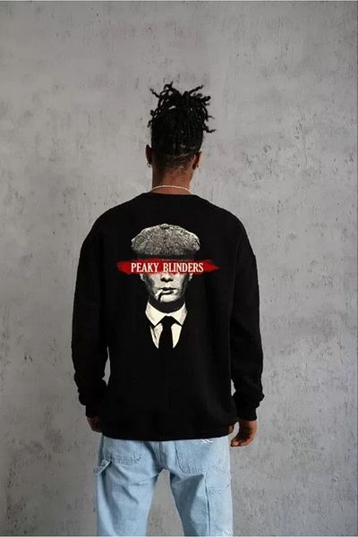 Silerra Unisex Crew Neck Printed Oversize Sweatshirt - Black