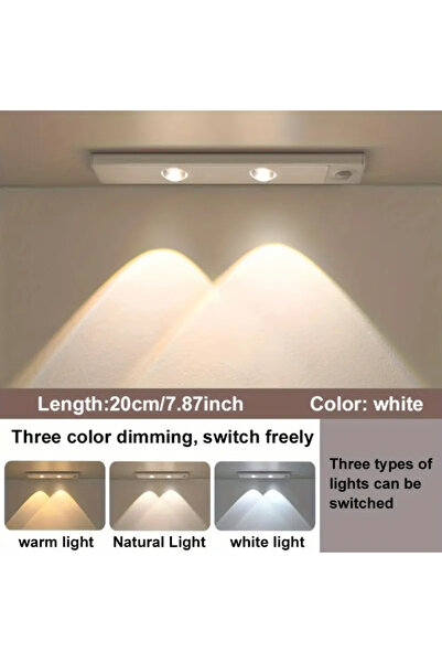 Neovista 20 Cm Beyaz 2w Slim Led Kabin Armatürü Hareket Sensörlü Dekoratif Gece Lambası Usb Şarjlı Aydınlatma
