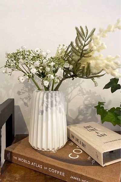 Mandalin Art Studio 15 cm Striped Decorative Concrete Vase