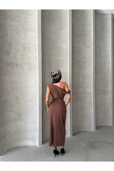 MODAMOR One Shoulder Belt Detail Fit Dress