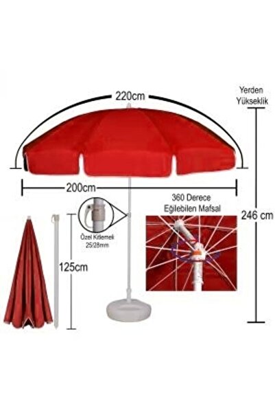 Alperen Şemsiye Plaj Şemsiyesi Bahçe Balkon Teras Şemsiyeleri Bidon Dahil Fiyat