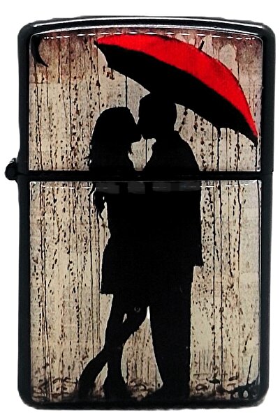 ATA TANITIM Yüksek Kaliteli Benzinli Klasik Çakmak. "AŞK YAĞMURU" Resimli.