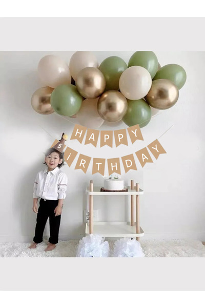 Parti Zamanı Küf Yeşili Krom Altın Balon Deniz Kumu Balon Zinciri Seti Kraft ...