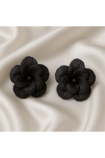 Lu Atelier Fleur De Nuit – El Yapımı Siyah Çiçek Küpe | Şık & Zamansız Tasarım