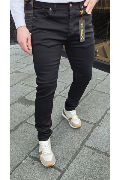 Datron Men's Black Slim Fit Flexible Lycra Trousers