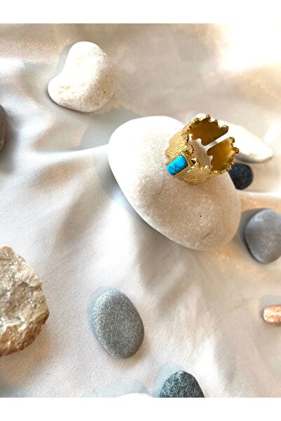 milayk خاتم ذهبي عتيق قابل للتعديل من حجر واحد باللون الأزرق