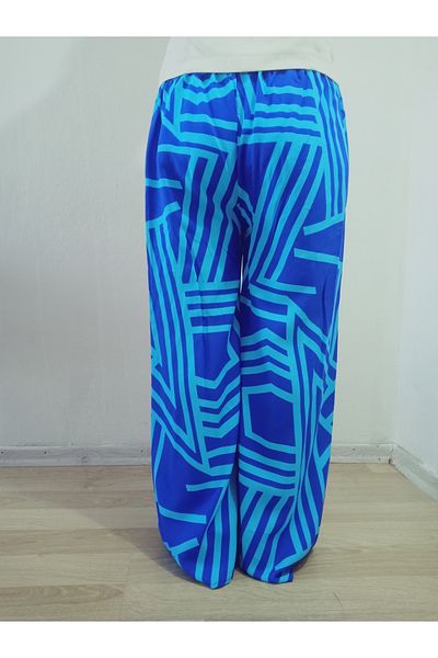 hoaryage Pantaloni elastici în talie, cu model etnic, 100% bumbac, viscoză, mărimea 36-44