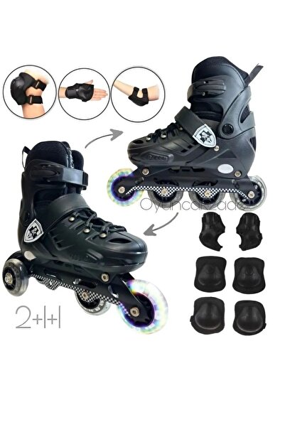 Depomiks Avm Siyah Teker Ayarlanabilir Çocuk Alıştırma Paten 2 Fonksiyon Koru...