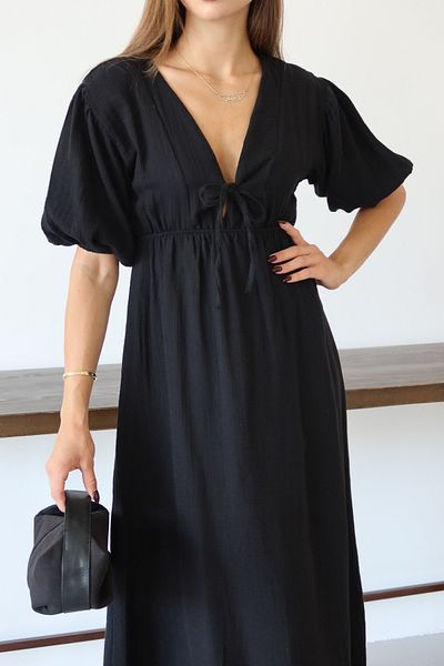 Mogi Butik 3090 Basic Front Tie Muslin Women's Dress