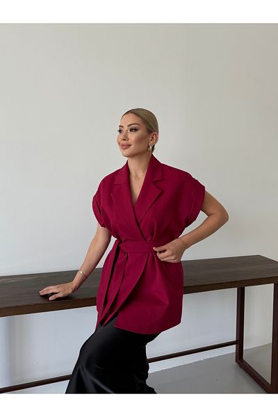 Nadrina Low sleeve oversize belted vest