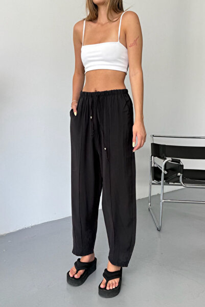 Feela Moda Women's Modal Cupra Elastic Waist Striped Baggy Trousers 2019