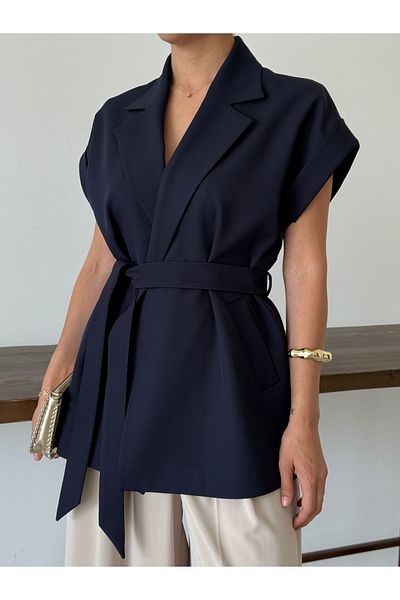 Nadrina Low sleeve oversize belted vest
