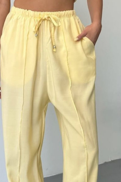 Feela Moda Women's Modal Cupra Elastic Waist Striped Baggy Trousers 2019