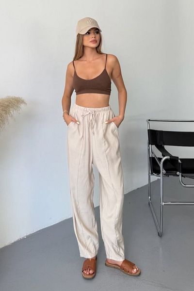 Feela Moda Γυναικείο παντελόνι Modal Cupra Beli Elastic Waist Shalwar 2019